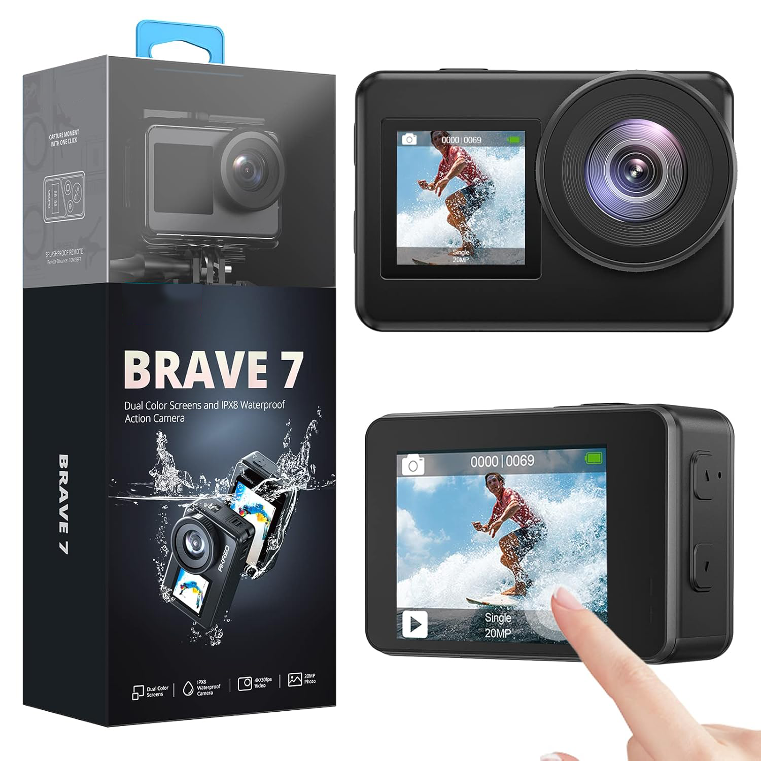 Akaso Brave 7 4K Action Camera Waterproof Body &amp; EIS Stabilization